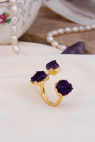 Bague doré à l'or fin jaune - Quartz