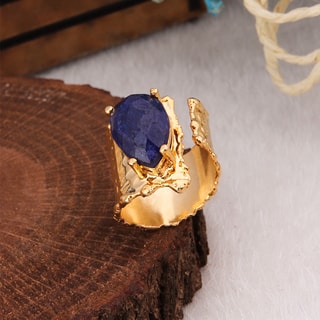 Bague - Laiton plaqué or & agate