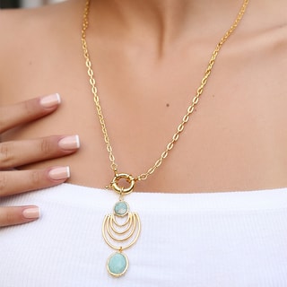 Ketting - Messing Doublé Goud & Maanstenen 