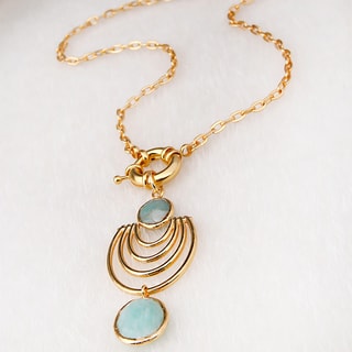 Ketting - Messing Doublé Goud & Maanstenen 