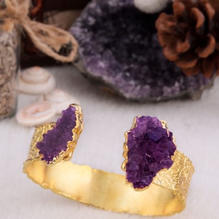 Bracelet - Laiton plaqué or & améthyste