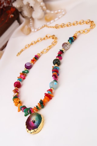 Collier doré à l'or fin jaune - Quartz