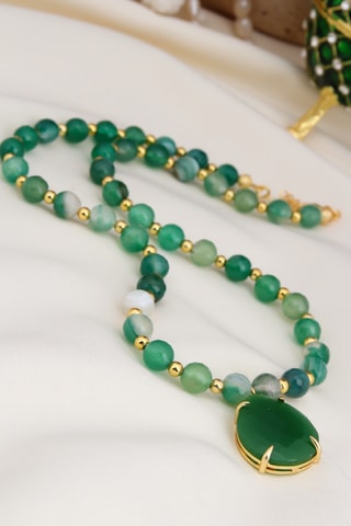 Ketting – Doublé Geelgoud en Agaten