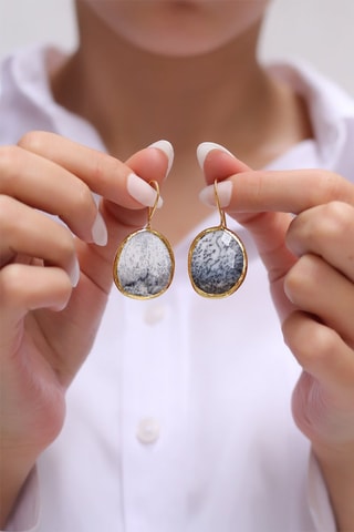 Boucles d'oreilles  dorées à l'or fin jaune -  Dentrites