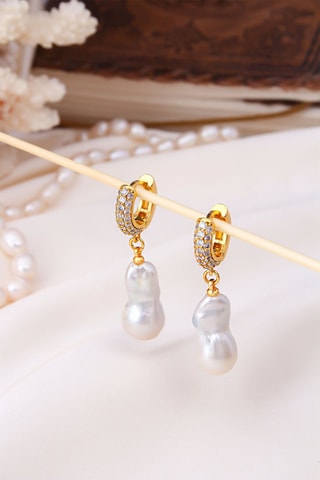 Boucles d'oreilles dorées à l'or fin jaune - Perles de culture