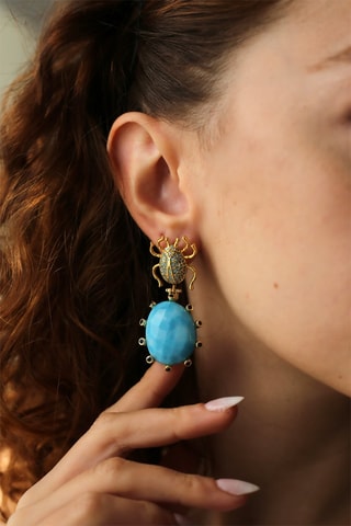 Boucles d’oreilles - Opales et zircons