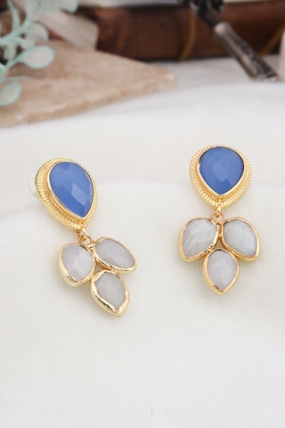 Boucles d’oreilles – Plaqué or jaune, œils-de-chat et pierres de lune 