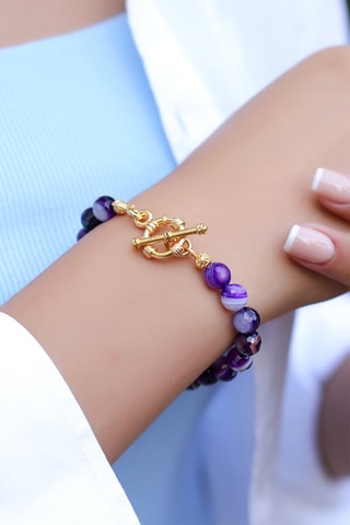 Bracelet doré à l'or fin jaune - Agates