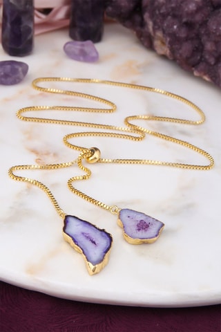 Ketting - Verguld Metaal - Agaten