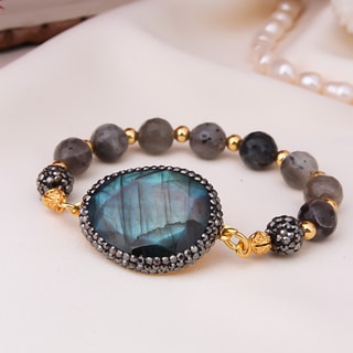 Bracelet - Laiton plaqué or & labradorite