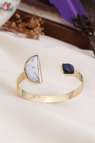 Open Armband - Dendriet-Opaal en Amethist