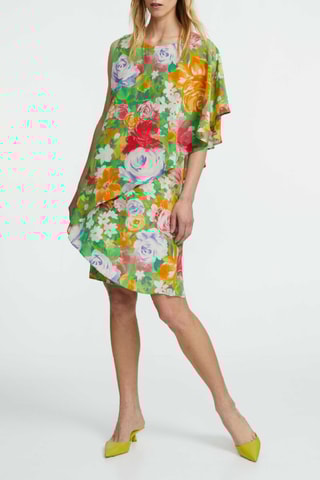 Zijden Asymmetrische Jurk - Multicolor
