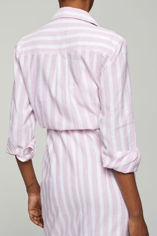 Linnen Blouse Regular Fit - Wit en roze