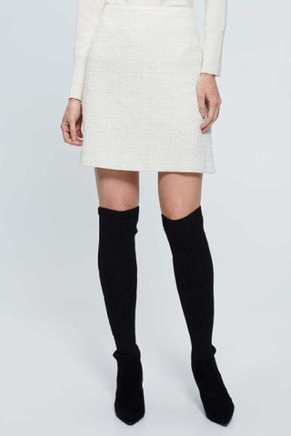 Rechte Rok van Tweed - Ecru