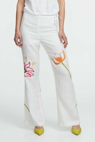 Linnen Broek Hoge Taille - Wit
