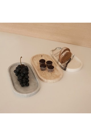 3 travessas em mármore de Sicília - 25 x 12 x 2 cm