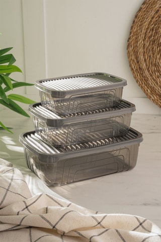 3 caixas de conservação de plástico sem BPA - 1050, 1750 e 3100 ml