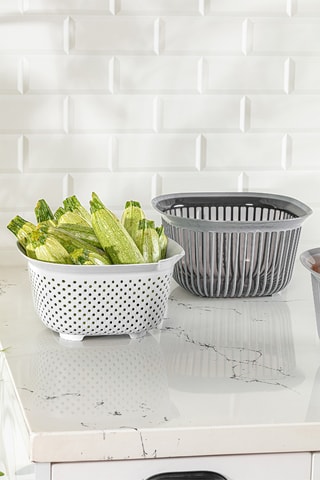 Passador com recipiente - 24,5 x 24,5 x 13,5 cm