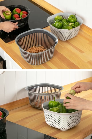 Passador com recipiente - 24,5 x 24,5 x 13,5 cm