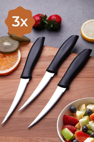 3 facas em aço inoxidável - 25,5 cm