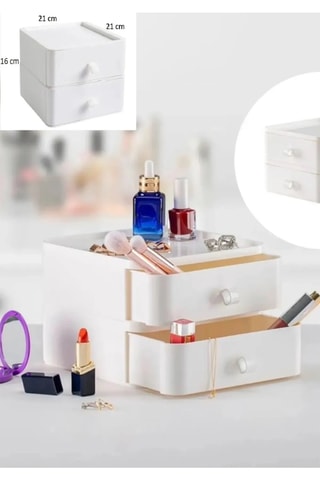 Organizador de maquilhagem - 21 x 21 x 16,5 cm - Branco