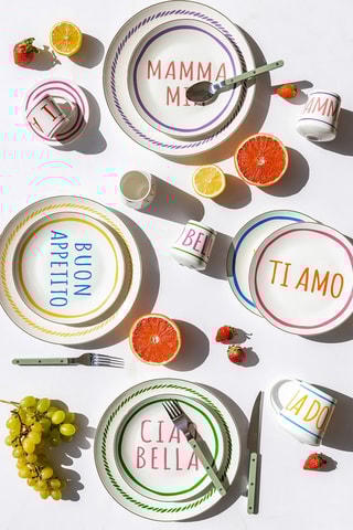 6 pratos de sobremesa em porcelana - 20 cm