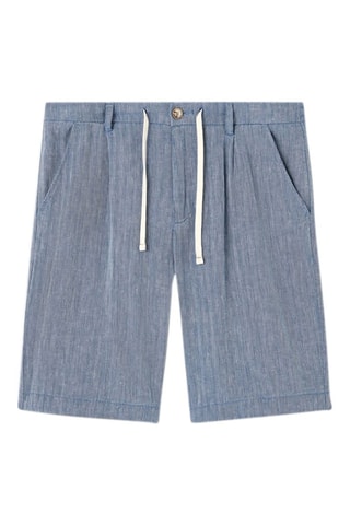 Linnen Bermuda Regular - Blauw