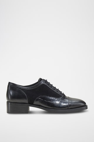 Derbys à talons en cuir de veau - Noir
