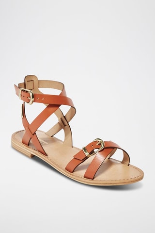Sandales en cuir Hepana - Rouge brique