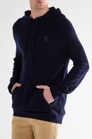 Pull à capuche en laine - Bleu foncé