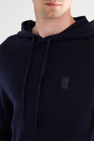 Pull à capuche en laine - Bleu foncé