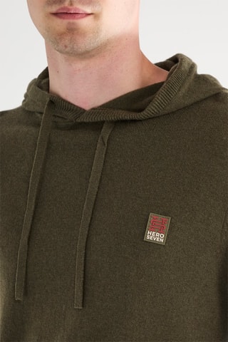 Pull à capuche en laine et cachemire - Vert foncé