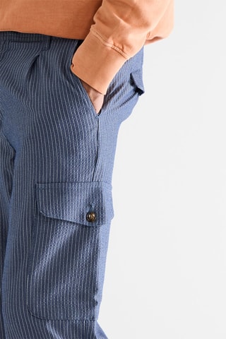 Pantalon cargo - Bleu marine et blanc