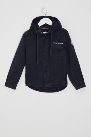 Sobrecamisa com capuz - Azul-marinho