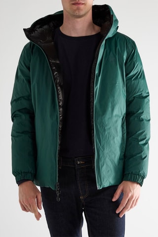 Doudoune réversible à capuche - Noir et vert