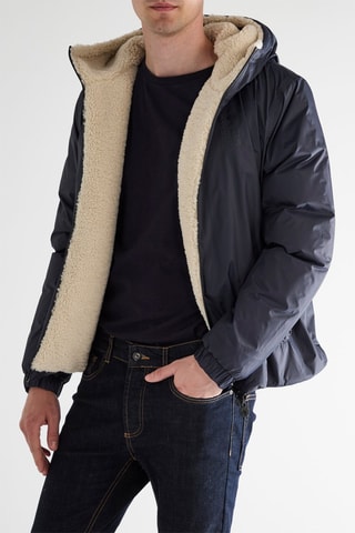 Doudoune réversible à capuche - Bleu marine et beige