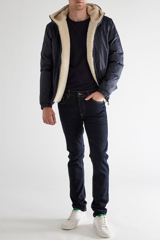 Doudoune réversible à capuche - Bleu marine et beige