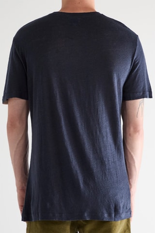 T-shirt em linho - Azul-marinho
