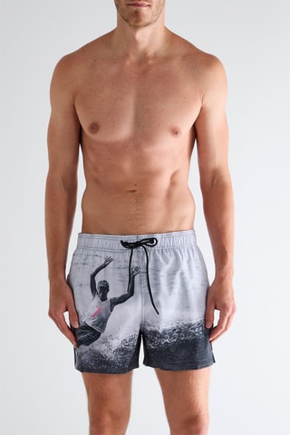 Short de bain - Gris clair et noir