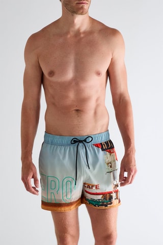 Short de bain - Ciel et orange