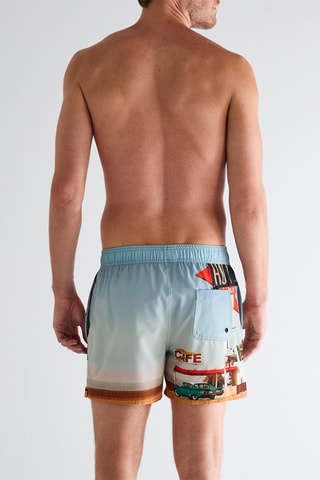 Short de bain - Ciel et orange