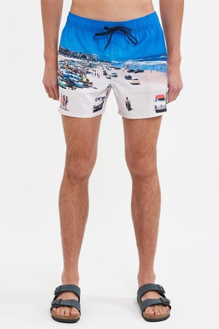 Short de bain - Bleu et beige clair
