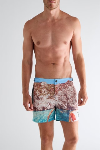 Short de bain - Bleu et marron