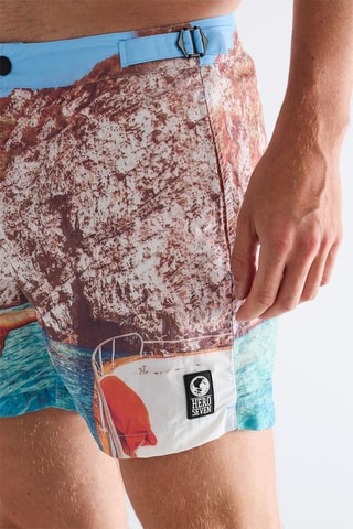 Short de bain - Bleu et marron