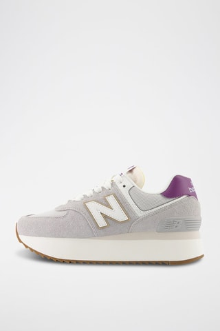 Baskets plateformes en cuir 574 - Gris