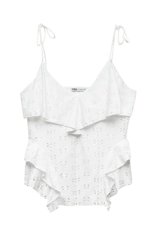 Top met Engelse borduursels - Wit