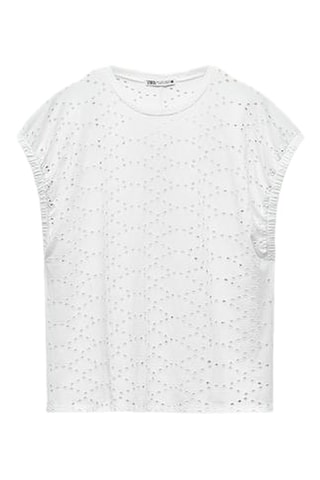 Top met Engelse borduursels - Wit
