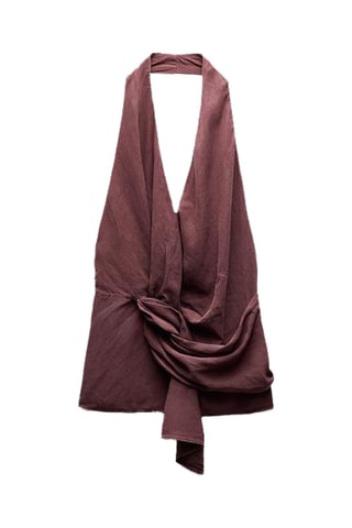 Geknoopte Crop Top - Bordeauxrood