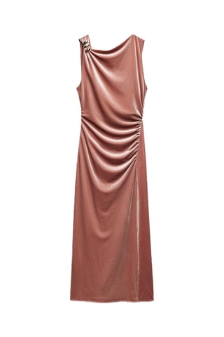 Velours Midi-jurk - Zalmroze