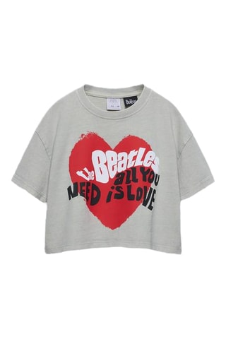 Cropped T-shirt The Beatles - Lichtgrijs